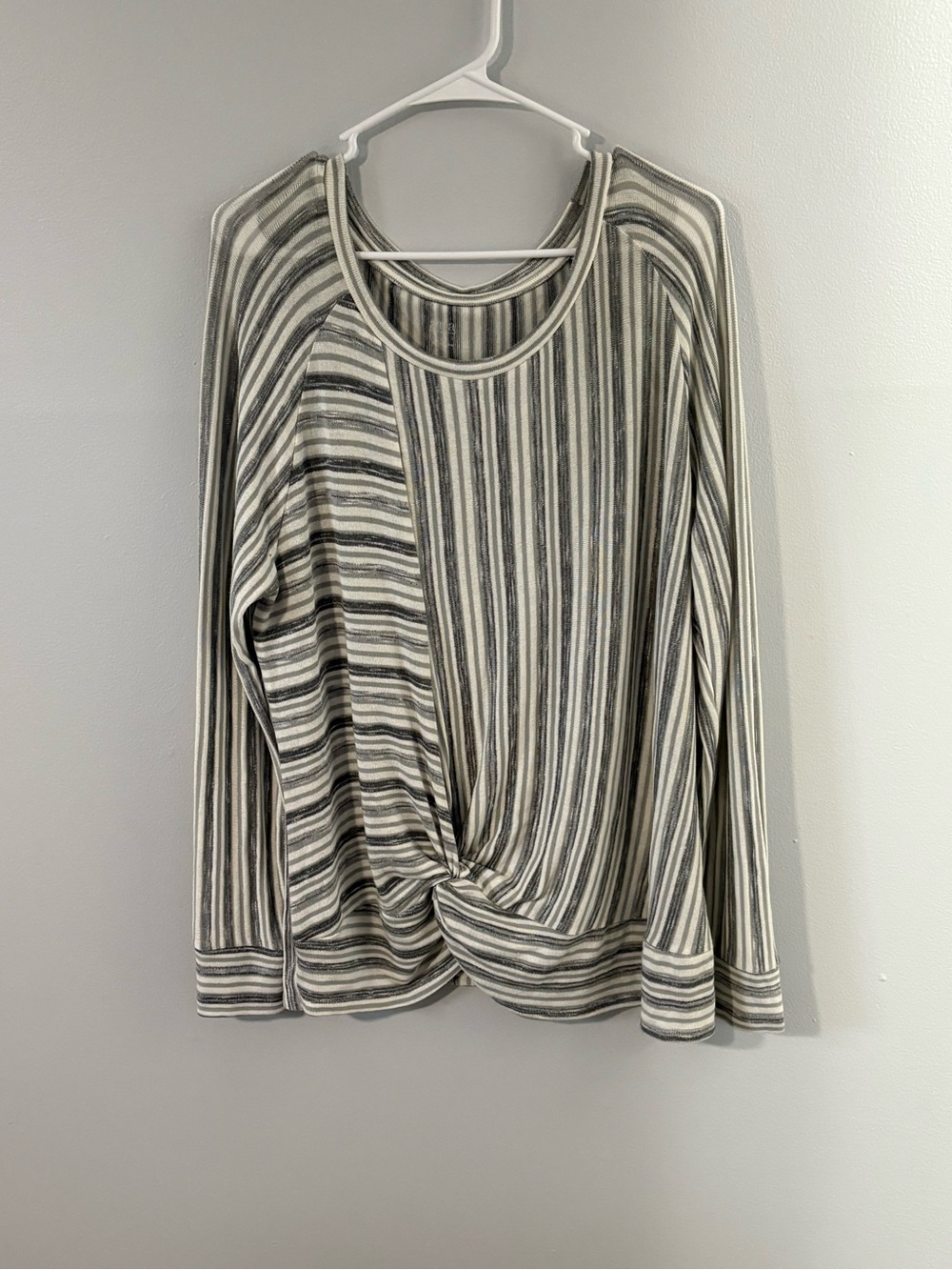A.N.A. • Long Sleeve Knit Top in Neutral Stripe - Picture 2 of 5